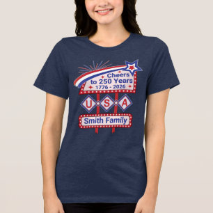 Personalized USA 250–Patriotic Retro Marquee Tri-Blend Shirt