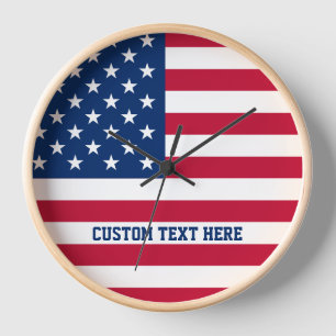 Personalized USA Flag Stars and Stripes Clock