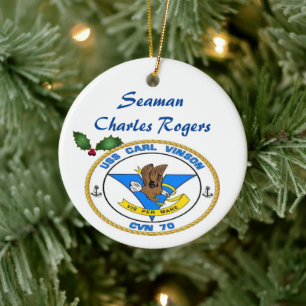 Personalized USS Carl Vinson CVN 70 Ceramic Tree Decoration