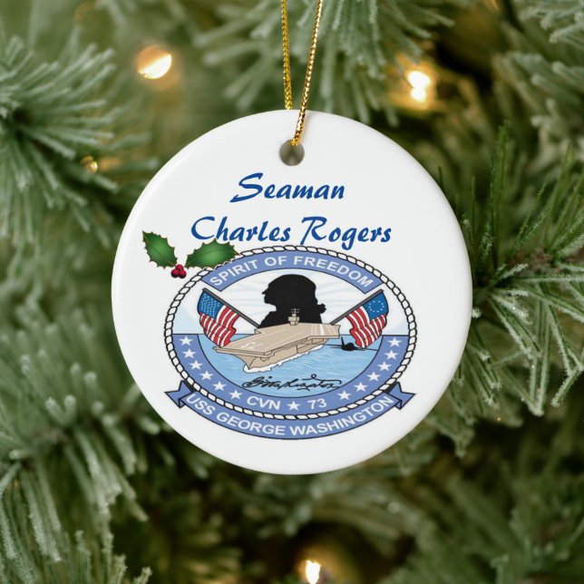 Personalized USS George Washington CVN 73 Ceramic Tree Decoration (Tree)