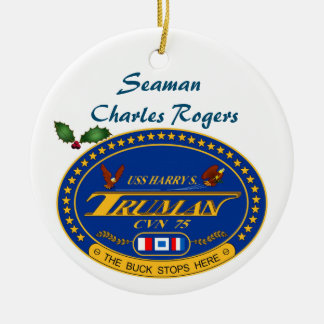 Personalized USS Harry S Truman CVN 75 Ceramic Tree Decoration
