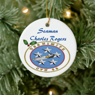Personalized USS Nimitz CVN 68 Ceramic Tree Decoration