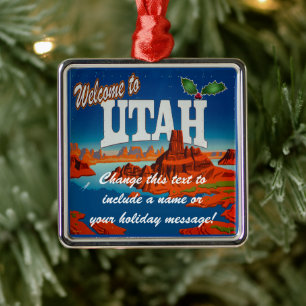 Personalized Utah UT Metal Tree Decoration