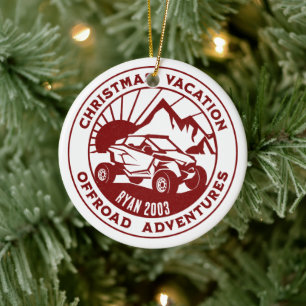 Personalized UTV off-road Christmas Holiday red Ceramic Tree Decoration