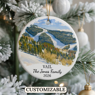 Personalized Vail Ornament, Custom Colorado State Ceramic Tree Decoration