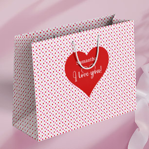 Personalized Valentine Favor Bag I Love You Hearts