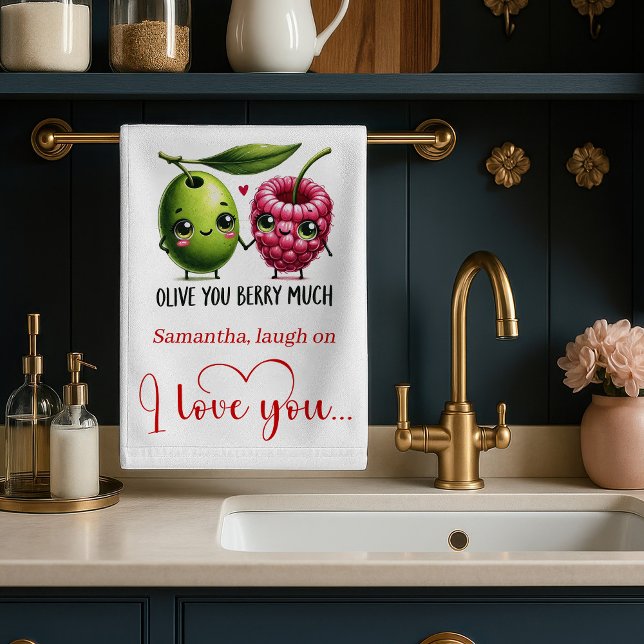 Personalized Valentine Food Pun Kitchen Towel (Personalized Valentine Food Pun Kitchen Towel)
