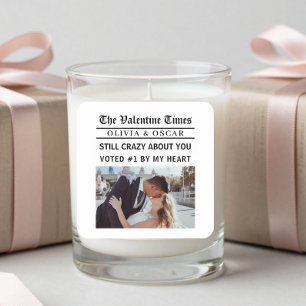 Personalized Valentine Newspaper Photo  Square Sticker