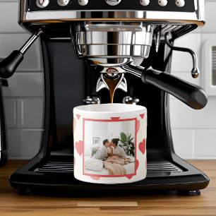 Personalized Valentine Phot with Hearts Espresso Cup