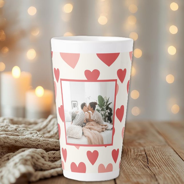 Personalized Valentine Photo Heart Latte Mug (Creator Uploaded)