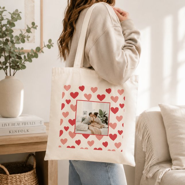 Personalized Valentine Photo Heart Tote Bag (Creator Uploaded)