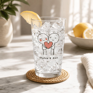 Personalized Valentine’s Couple Matching Glass Cup