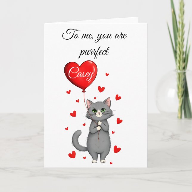 Personalized Valentine's Day Card - Cute Cat   (Front)