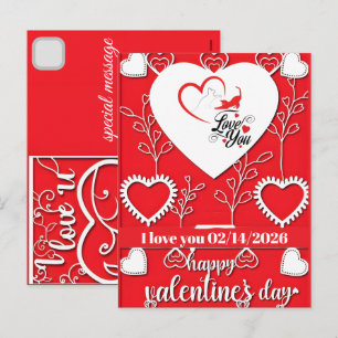 Personalized Valentines Day Cats I Love You Holiday Postcard
