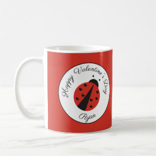 Personalized Valentine's Day Mug Ladybugs Hearts