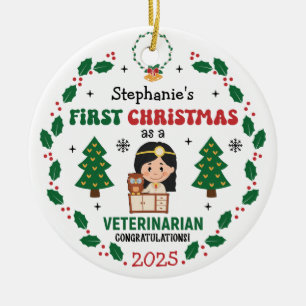 Personalized Veterinarian First Christmas Tree Ceramic Tree Decoration