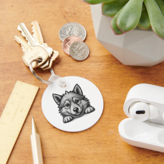 Personalized Veterinarian Husky Sketch Key Ring