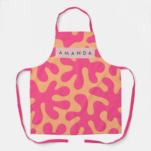 Personalized Vibrant Coral and Peach Abstract Apron