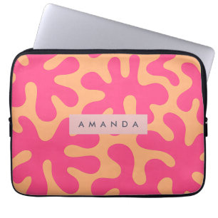 Personalized Vibrant Coral and Peach Abstract Laptop Sleeve