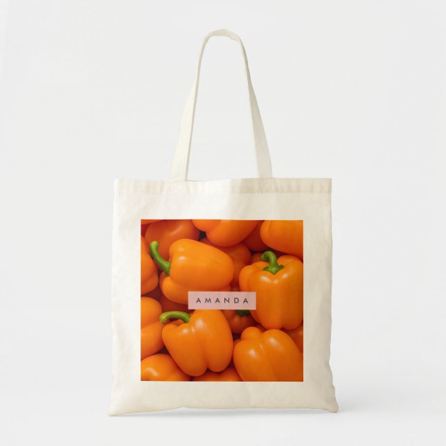 Personalized Vibrant Fresh Orange Bell Pepper Tote Bag (Front)