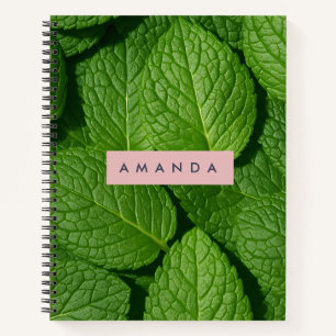 Personalized Vibrant Green Fresh Mint Leaf Notebook