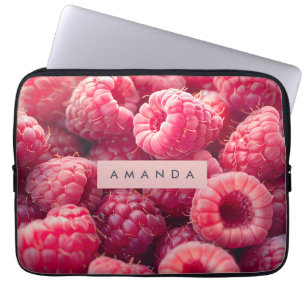 Personalized Vibrant Raspberry Bliss Pink Fruit Laptop Sleeve