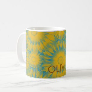 Personalized Vibrant Sunflower Tie-Dye Art Coffee Mug