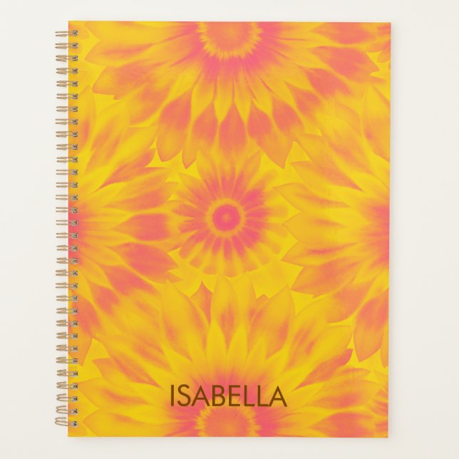 Personalized Vibrant Sunflower Tie-Dye Art Planner (Front)