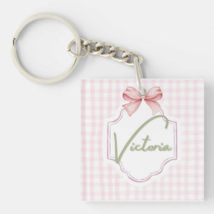 Personalized Victoria Baby Girl Nursery Bow Key Ring