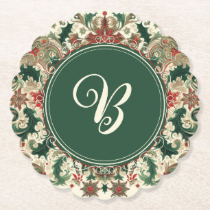 Personalized Victorian/Classic/Vintage Christmas Paper Coaster
