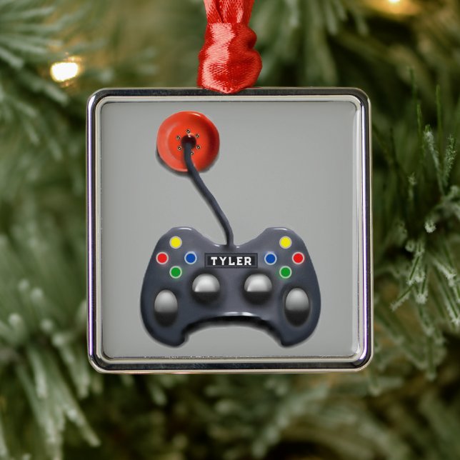 Personalized Video Gamer Christmas Metal Tree Decoration (Tree)