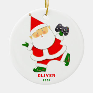 Personalized Video Gamer Holiday Gift Ceramic Tree Decoration