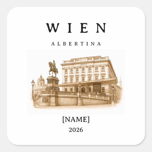 Personalized Vienna Albertina | Name & Year Square Sticker (Front)