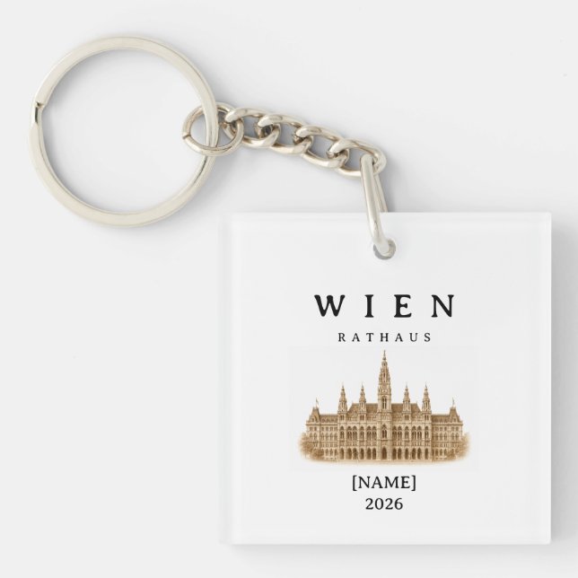 Personalized Vienna City Hall | Name & Year Key Ring (Front)