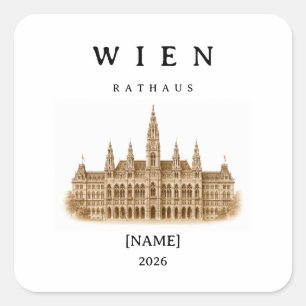 Personalized Vienna City Hall Name & Year Square Sticker