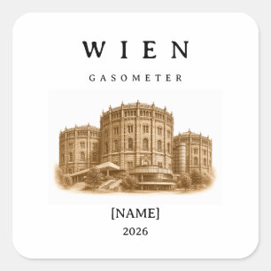 Personalized Vienna Gasometer Name & Year Square Sticker