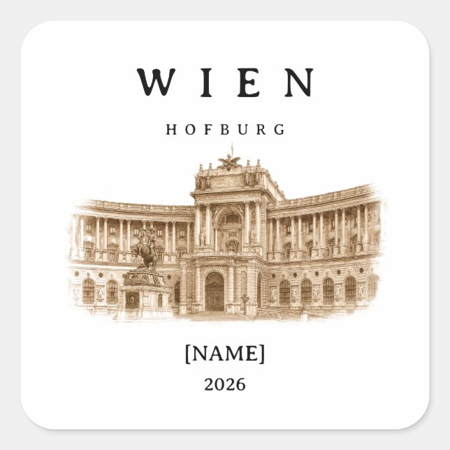 Personalized Vienna Hofburg | Name & Year Square Sticker (Front)