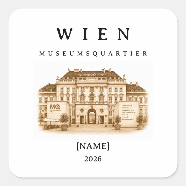 Personalized Vienna MuseumsQuartier | Name & Year Square Sticker (Front)