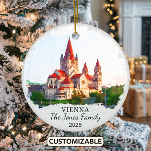 Personalized Vienna Ornament, Austria Ceramic Tree Decoration