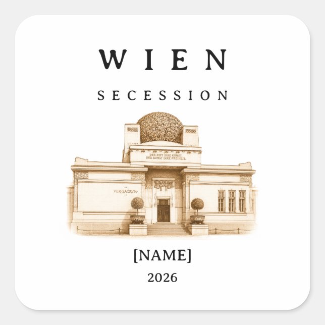 Personalized Vienna Secession | Name & Year Square Sticker (Front)