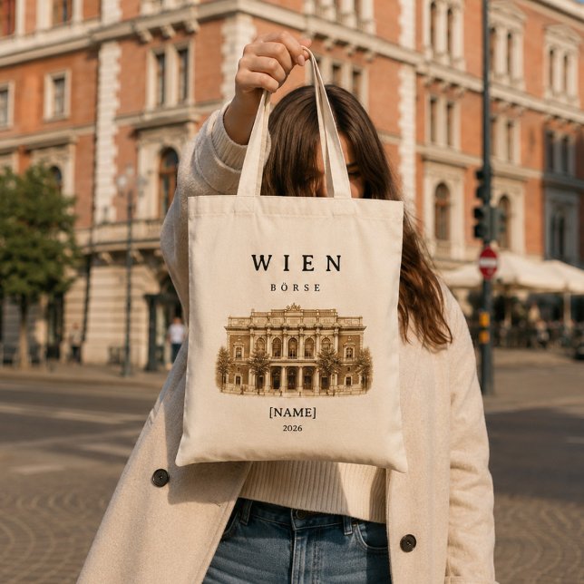 Personalized Vienna Stock Exchange | Name & Year Tote Bag (Wien Börse Tote Bag – personalisierbar im eleganten Vintage-Stil.)