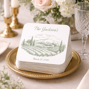 Personalized Vineyard Wedding Coasters