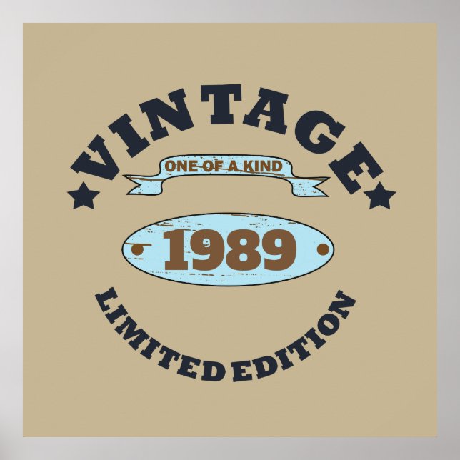 Personalized vintage 35th birthday gift poster (Front)
