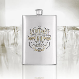Personalized Vintage Aged To Perfection Birthday Hip Flask