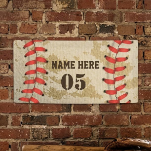 Personalized Vintage Baseball Name Number Retro Banner