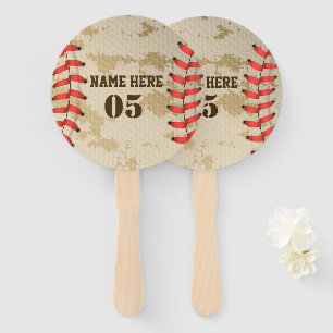 Personalized Vintage Baseball Name Number Retro Hand Fan