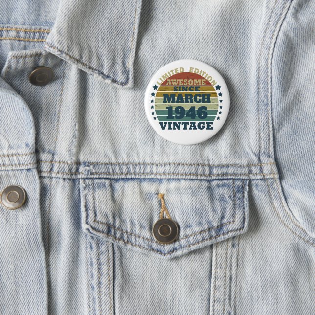 Personalized vintage birthday gift 6 cm round badge (In Situ)