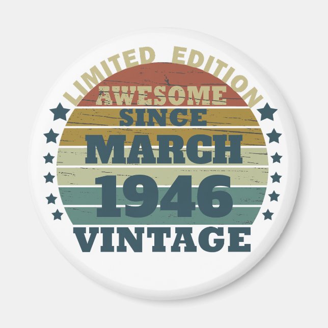Personalized vintage birthday gift idea magnet (Front)