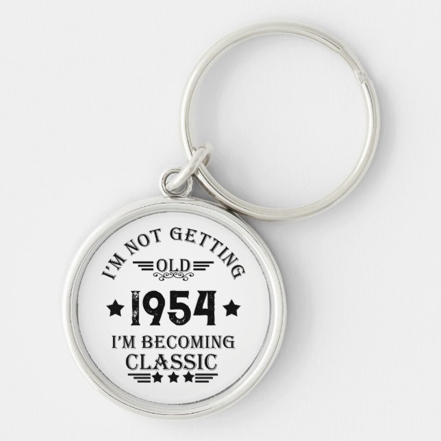 Personalized vintage birthday gift key ring (Front)
