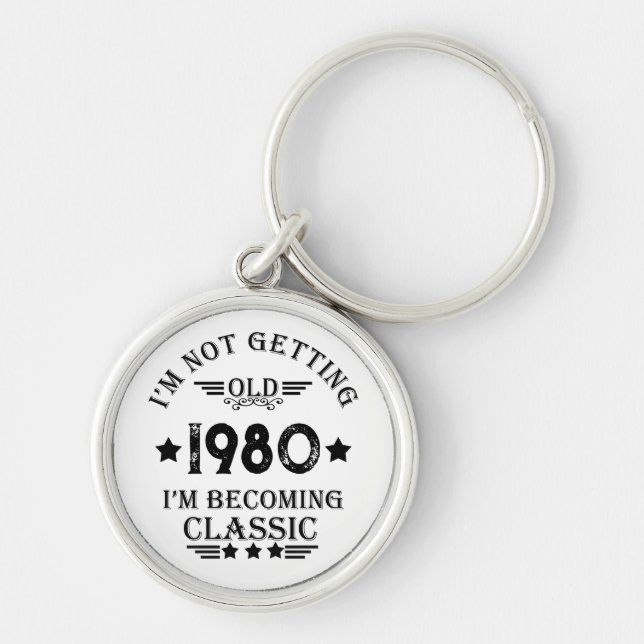 Personalized vintage birthday gift key ring (Front)